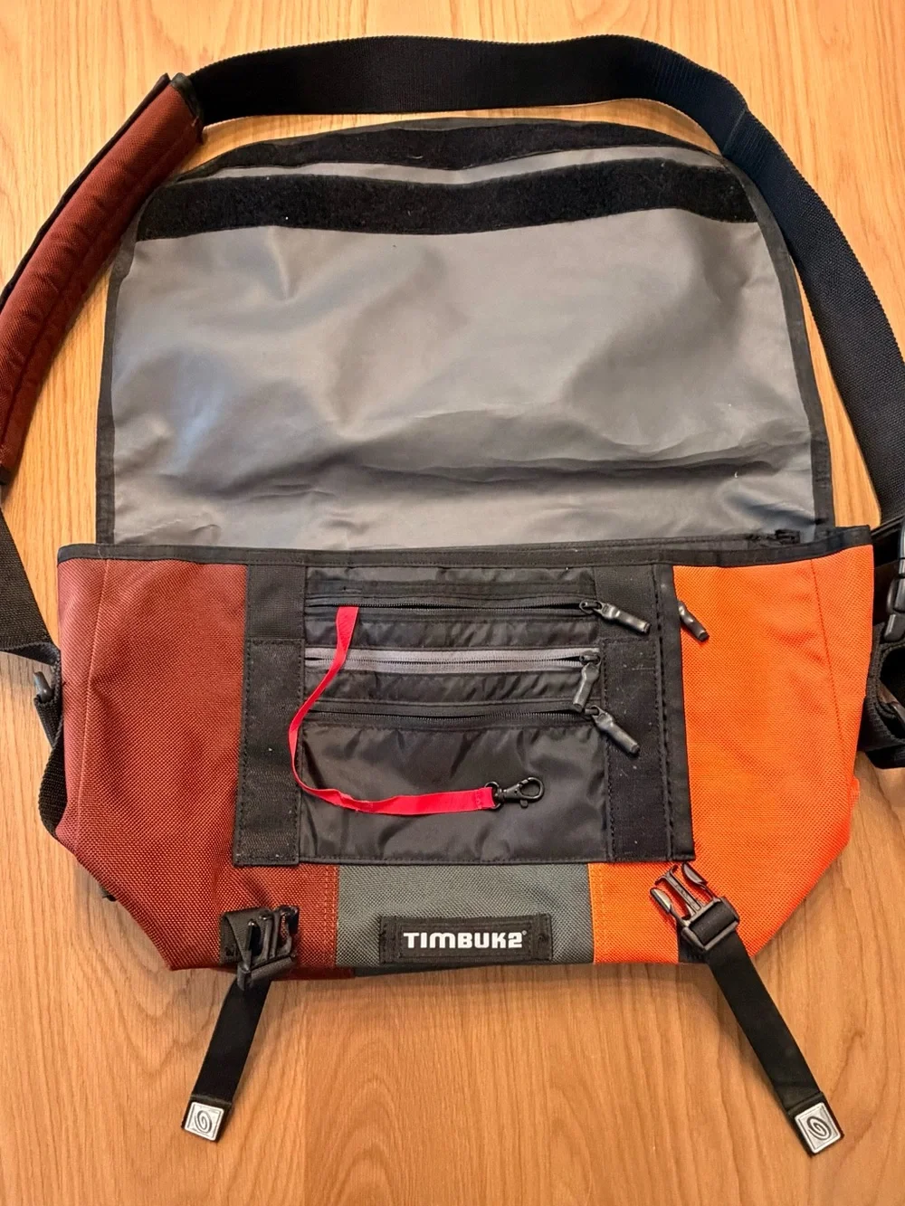 Custom Timbuk2 Tri-Panel Messenger Bag in Orange, Maroon & Gray